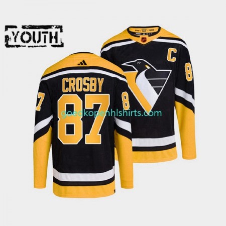 Pittsburgh Penguins Sidney Crosby 87 Adidas 2022-2023 Reverse Retro Zwart Authentic Shirt - Kinderen